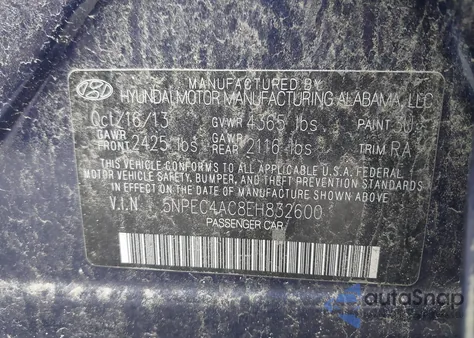 2014 Hyundai Sonata Limited z USA, uszkodzony, nr VIN 5NPEC4AC8EH832600